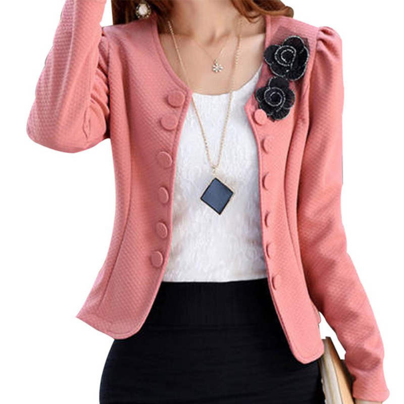 Blazer femenino de talla 3xl bléiser de manga larga para mujer, estilo coreano informal, 4 colores, bonitos trajes para mujer.: Rosa / Yo