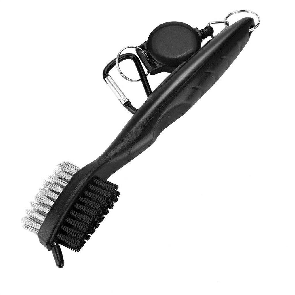 4 pièces Golf brosse de nettoyage Club rainure nettoyant rétractable tyrolienne mousqueton outil de pratique Golf accessoires Golf entraînement aides Fre: Black
