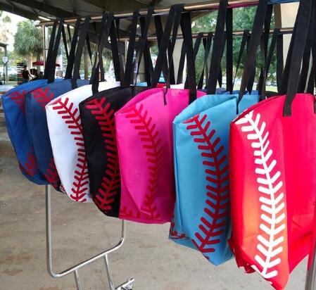 Softball tote taske til børn forskellige sorte baseball fodbold fodbold sømposer kvinder & børn bomuld lærred sportspose