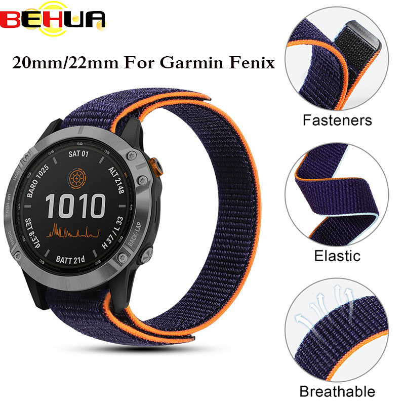 22Mm 20Mm Nylon Band Voor Garmin Fenix 6 5 6S 5S Pro Plus/Forerunner 935 945 Armband Klittenband Sneldrogende Horloge Band Correa