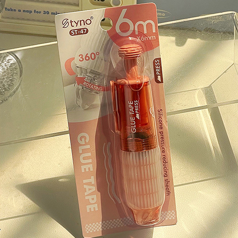 Dispensador de puntos transparente, cinta de doble cara, recambios reemplazables, manual, pegamento de puntos, papelería, suministros escolares y de oficina, papelería: Rosa