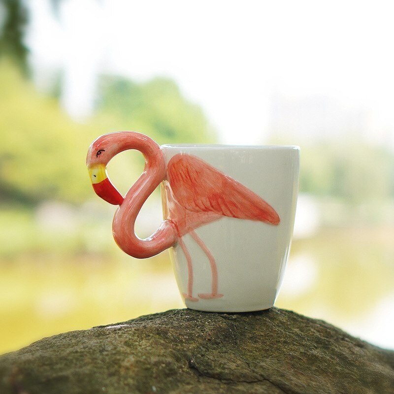 3D Flamingo Ceramic Coffee Mug Cute Breakfast Cup Mugs Coffee Milk Tea Water Cups Drinkware Birthday For Girls
