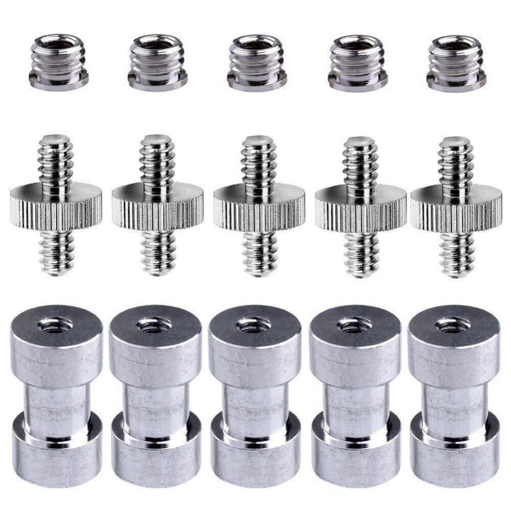 5x1/4 &quot;3/8&quot; Metalen Monopod Statief Schroef Converteren Adapter Flash Light Stand (5 sets)