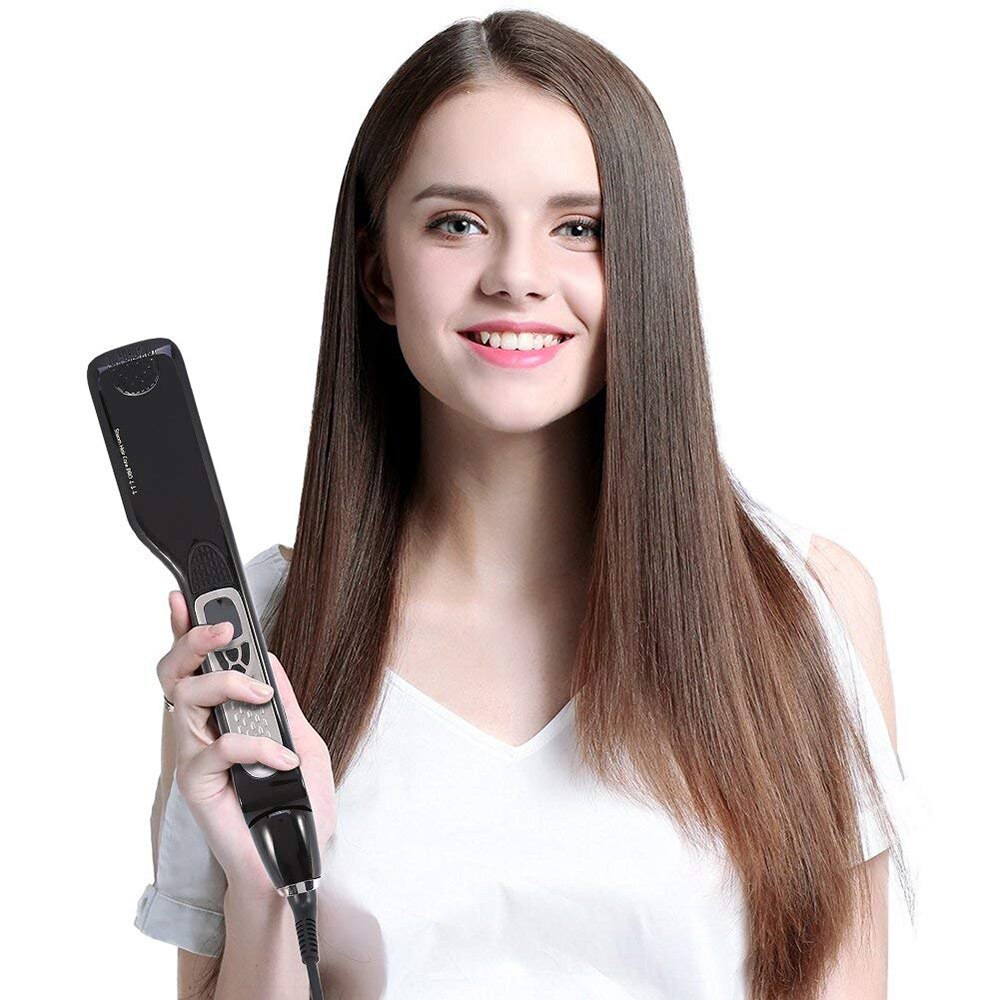 Steam Hair Straightener Steam Pod Flat Iron Hair Straightening Brush Ceramic Tourmaline Anti-Scald Comb LCD Display straightner