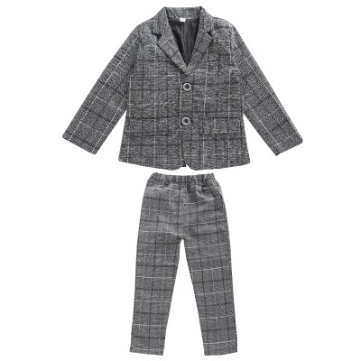 Traje de 2 piezas con chaqueta y pantalones de para niño, traje de noche ajustado para niña de las flores, vestido de novio de de , traje de boda gris
