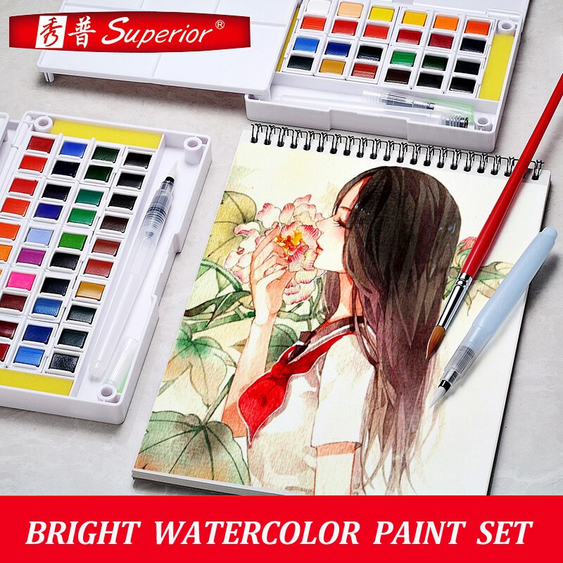 Juego de acuarelas de colores sólidos, Set Superior de 12/18/24/30/36/40/48 colores, para artistas, dibujo, pintura, pigmento de acuarela, suministros de arte