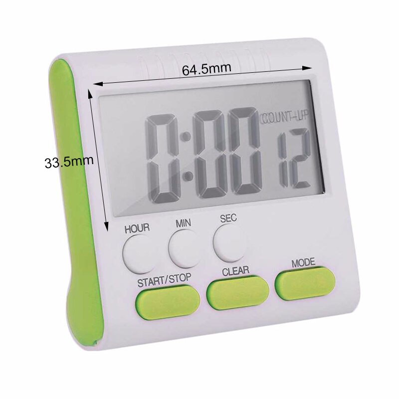 Multi-function Magnetic kitchen timer electronic LCD digital Alarm Clock Timer 24-hour reminder Cook Food Kitchen Accessories: Green