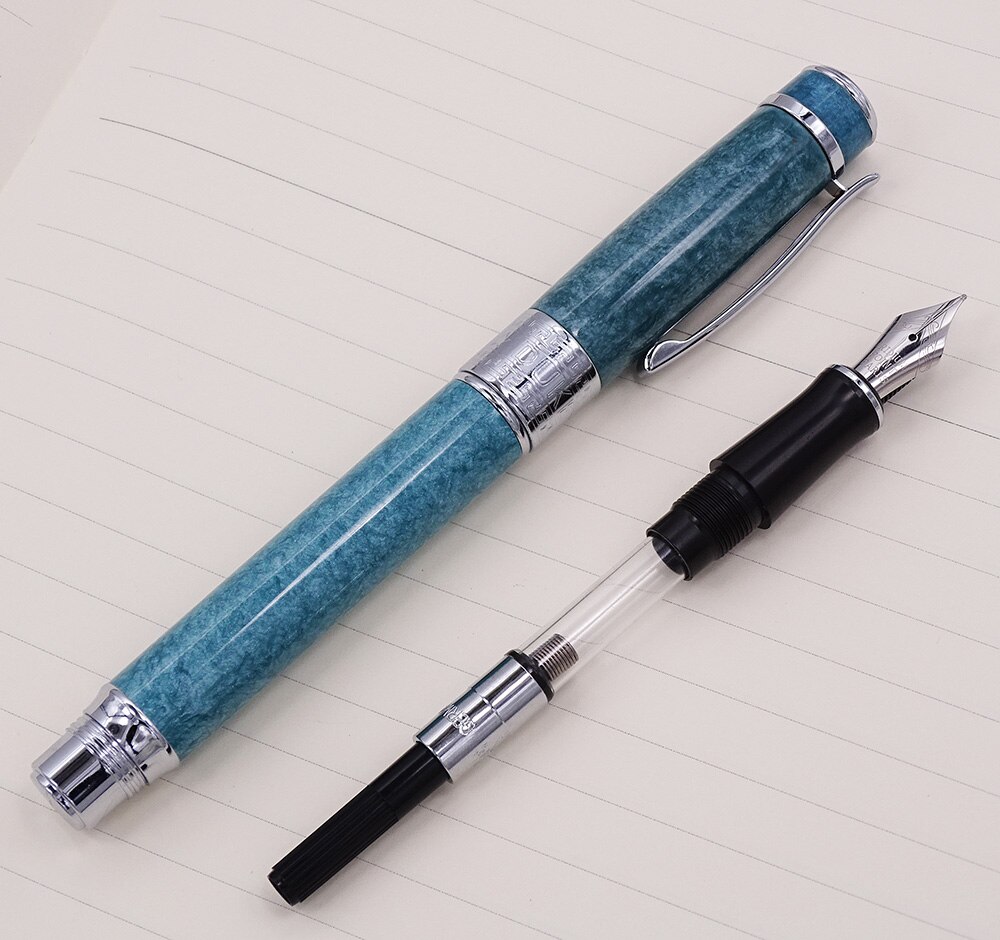 Duke 932 Turquoise Fountain Pen Buckingham Palace Noble Lacquer Pen Iridium Medium Nib Business Office Home Supplies