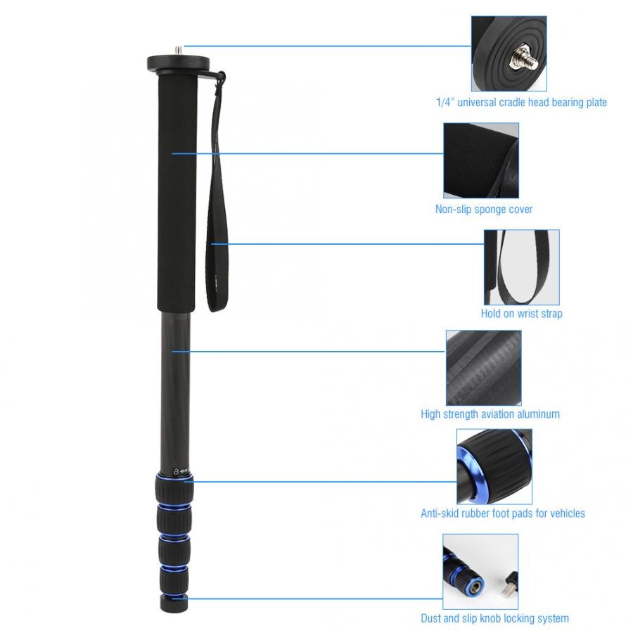 monopod C-222 Carbon Fiber Portable Outdoor Telescopic Monopod Tripod Mountaineering Cane for DSLR Camera tripode camara