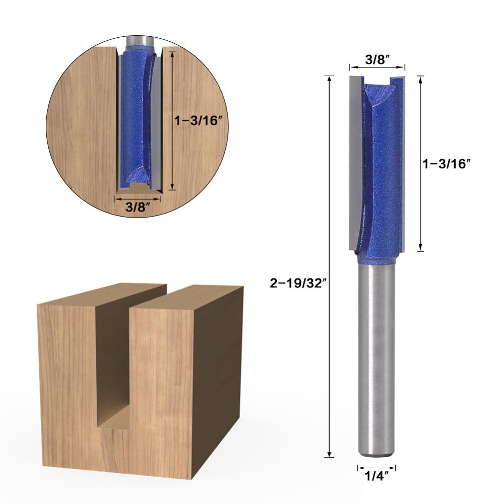 1PCS 1/4 "Shank Straight Houtbewerking Router Bit Set Carpenter Frees 1/4", 5/16 ", 3/8 ", 1/2 ″Cutting Diameter