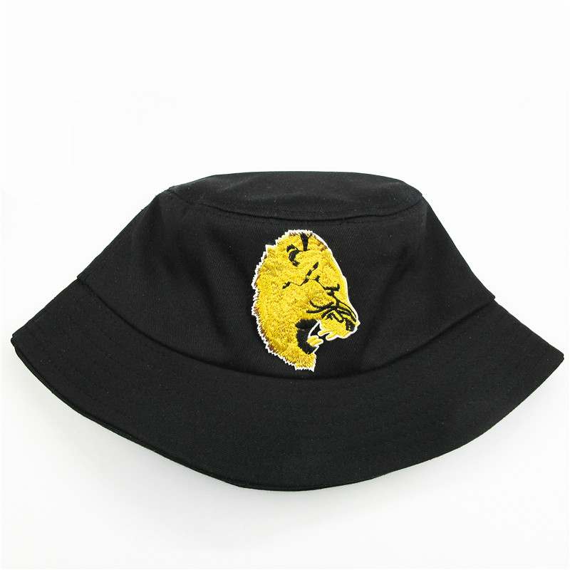 Lion animal embroidery cotton Bucket Hat Fisherman Hat outdoor travel hat Sun Cap Hats for kid men Women 200