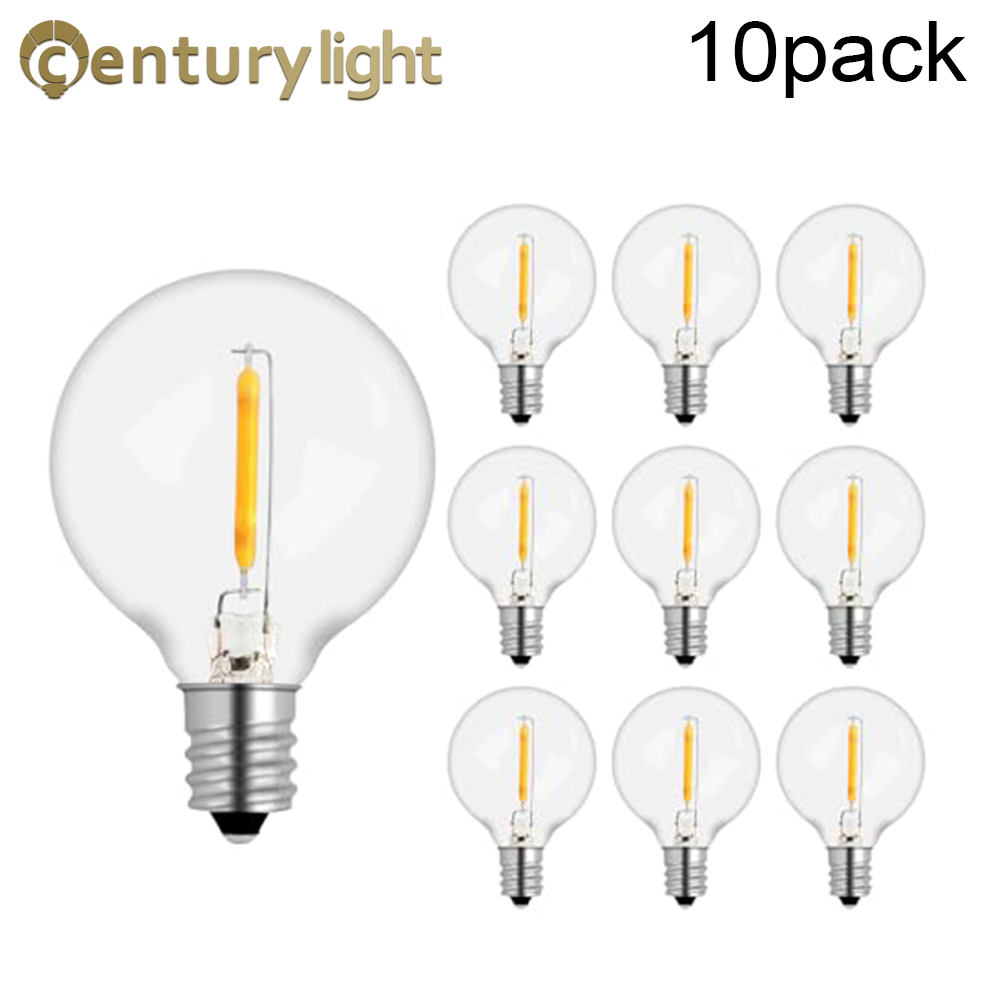 Ampoule LED G40 à Base E12, Lampe à Filament en Plastique l'horloge, DC 3V, 1W, Globe Blanc de Remplacement pour Guirxiété Solaire: changeant