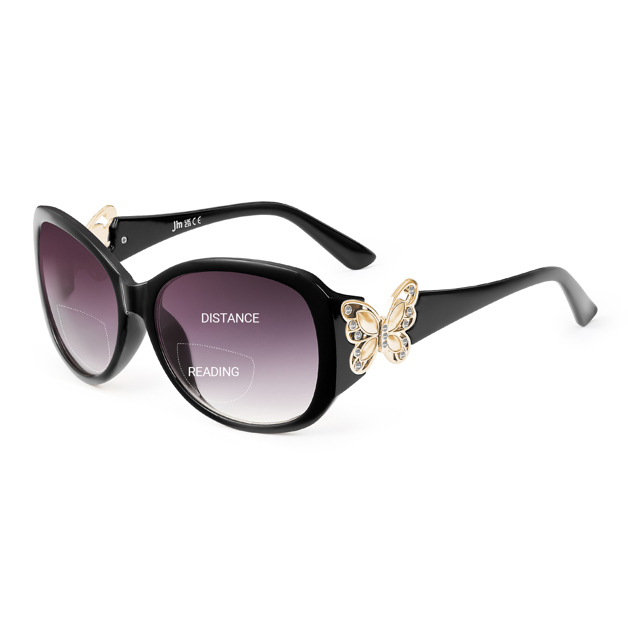 JM Bifokale Lesesonnenbrille für Damen, modische Sonnenleser, Outdoor-Lesebrille, UV400-Schutz: Rot / +250