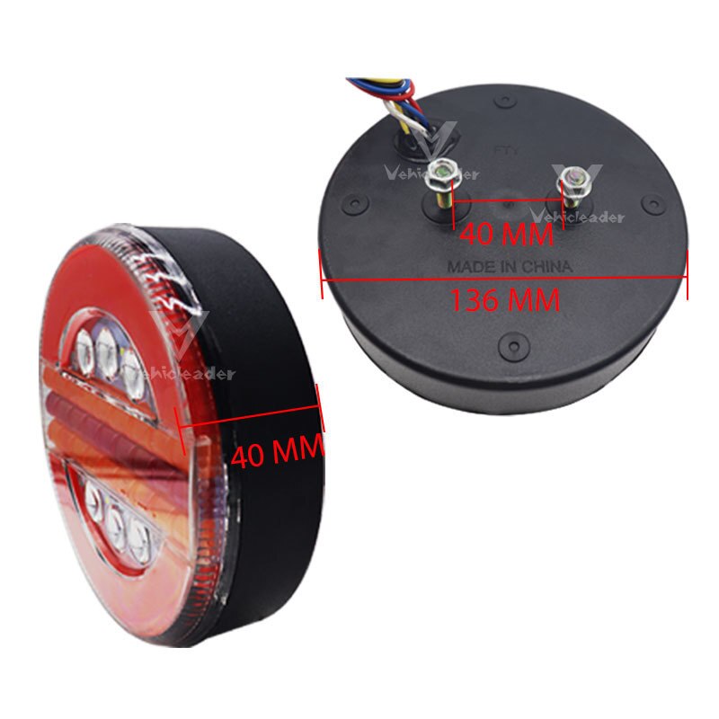 2x Dynamische Led 24V Auto Vrachtwagen Achterlicht Achter Stop Indicator Remlicht Ronde Richtingaanwijzer Trailer Caravan Van vrachtwagen Bus Camper