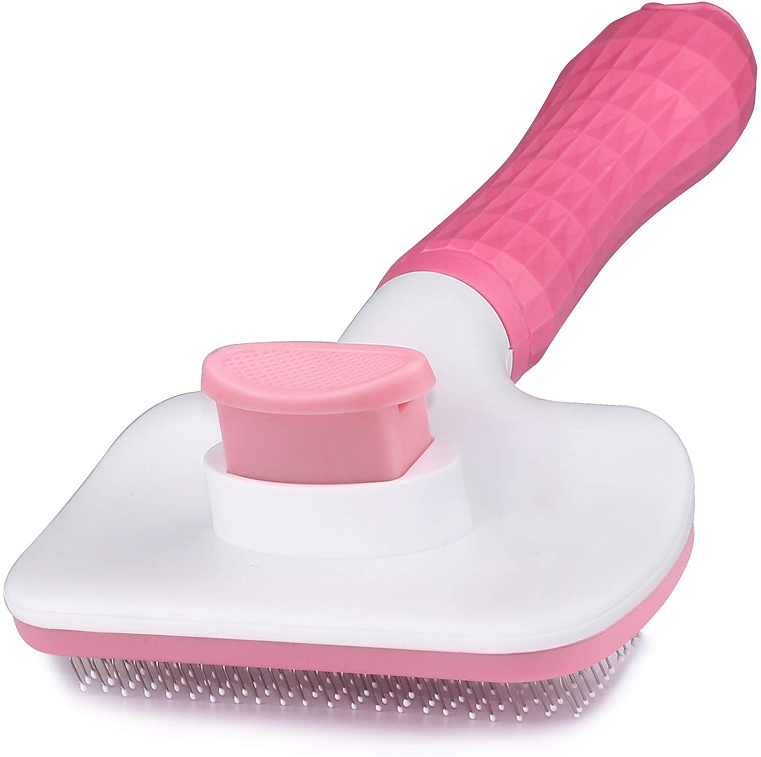 Pet auto limpeza slicker escova pet grooming ferramenta remove undercoat, derramamento de esteiras e emaranhado cabelo gatinho gatos auto noivo pente: Pink