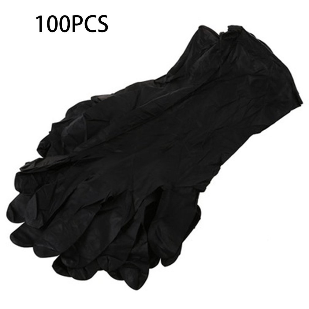 Security check disposable rubber gloves tattoo beauty black gloves PVC rubber gloves beauty protective gloves: XL