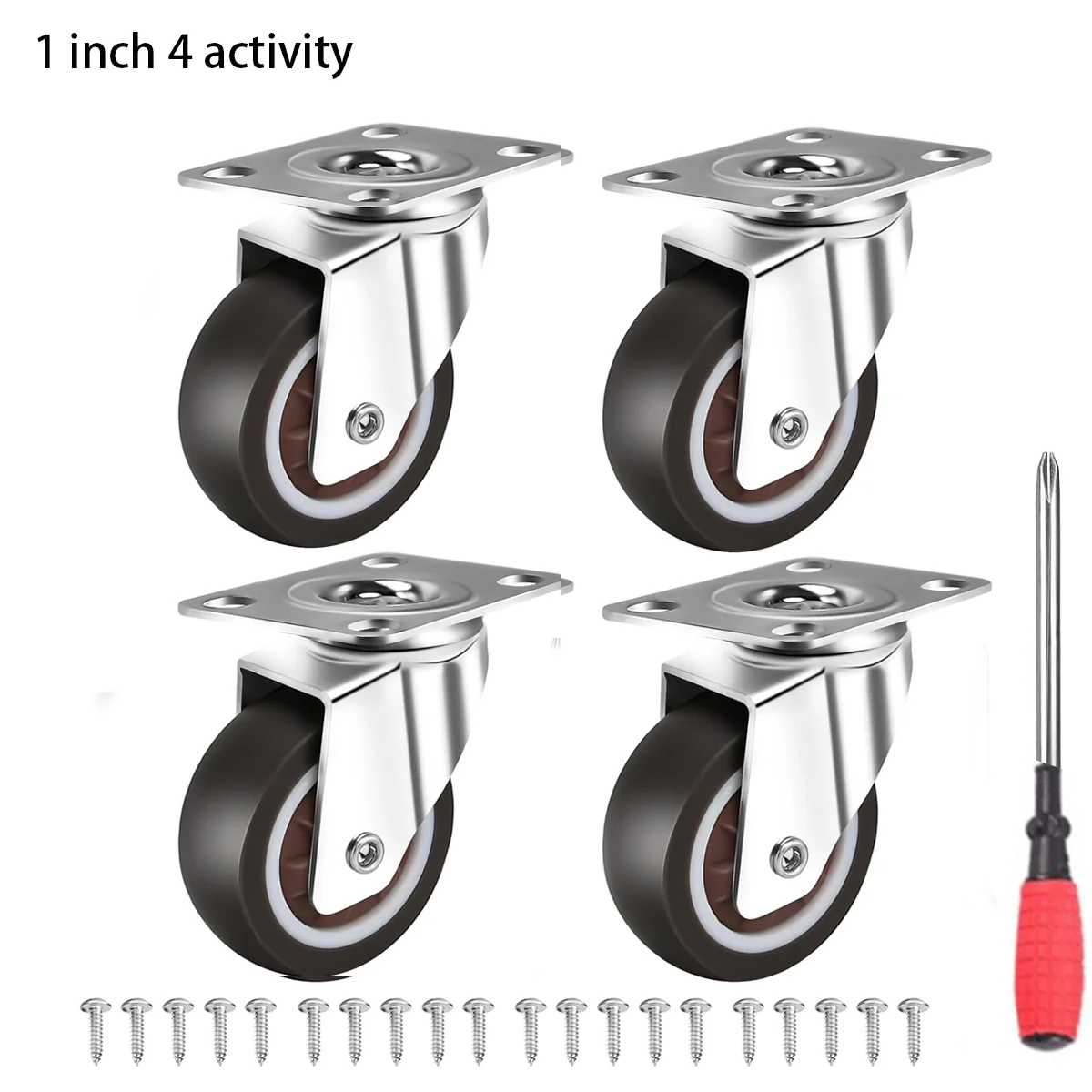 2 Inch Caster Wheels for Furniture, Rubber Swivel Caster Wheels Set of 4, Heavy Duty Casters with Capacity 600 LBS: Orange