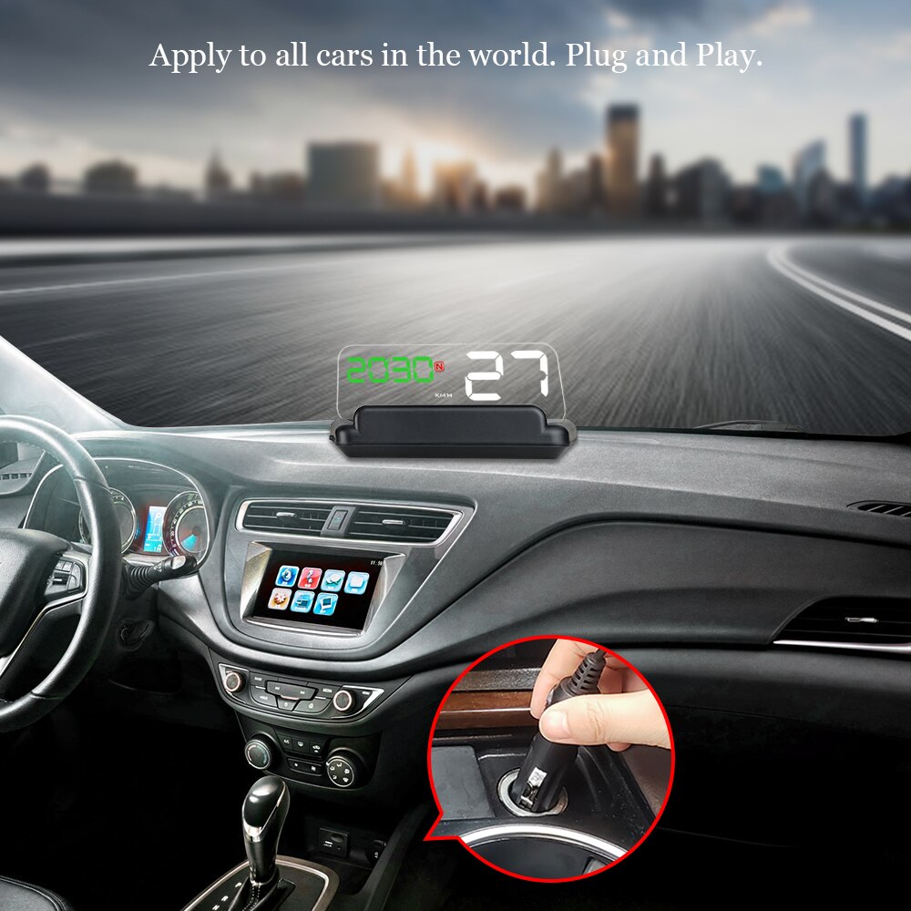 Affichage tête haute T900 HUD GPS OBD OBD2, projecteur de voiture, compteur de vitesse numérique, alarme de sécurité