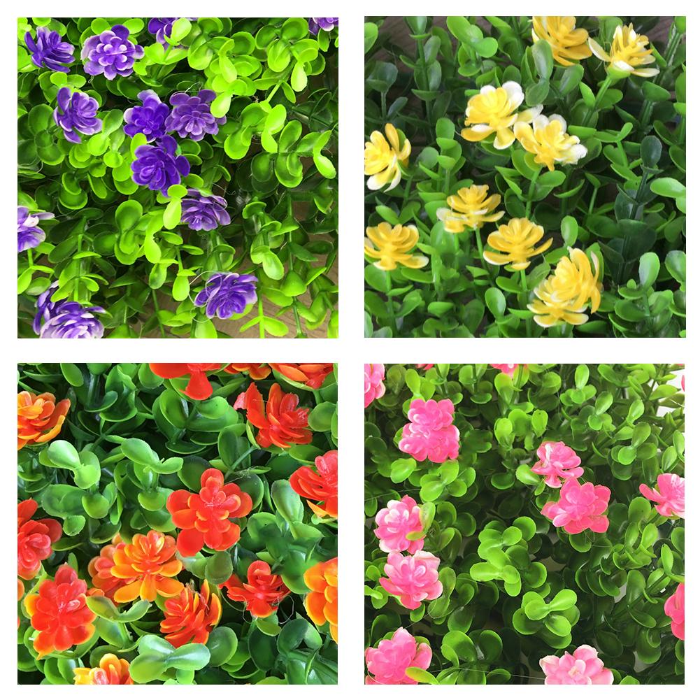 Wall Decor Hedge Lawn With Flower Artificial Plants Mat Privacy Fence Screen Faux Greenery Wall Panels Decorative Flower Wall