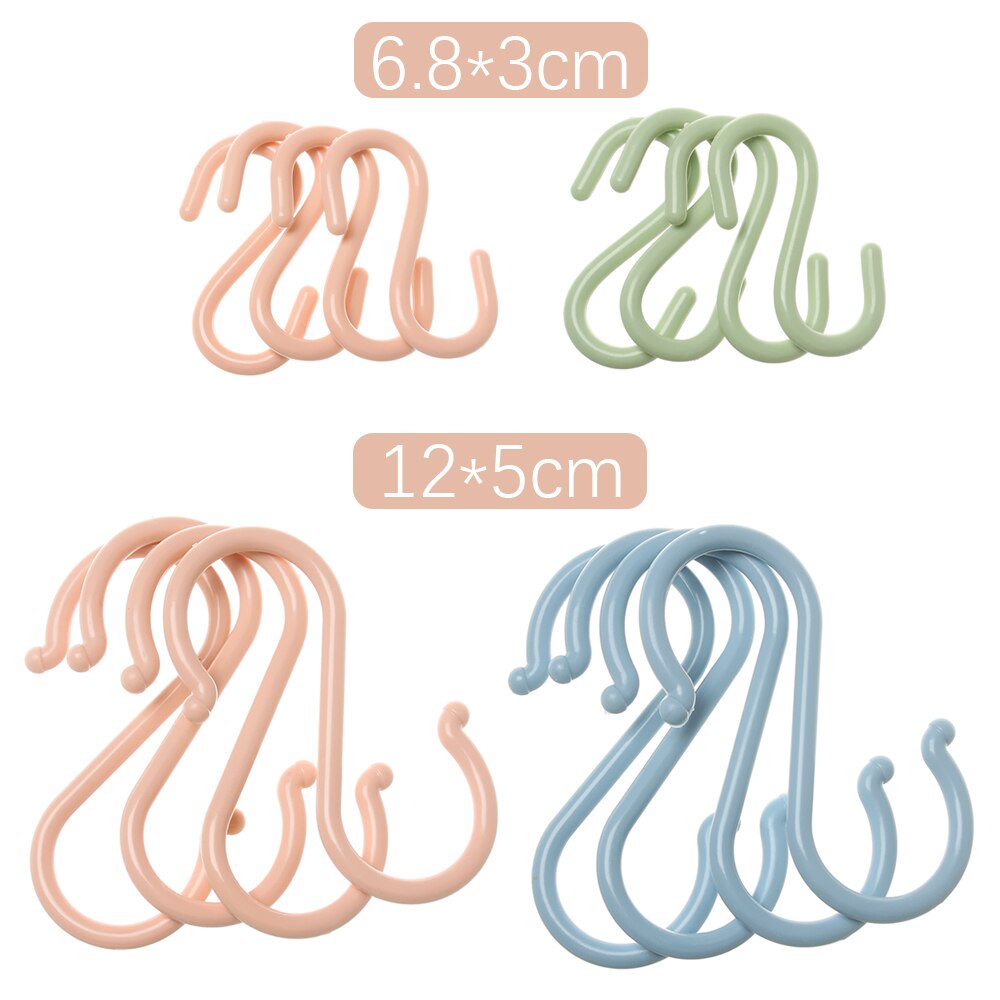 4 stuks/set duurzame gratis ponsbare s-vormige haakhangerhaken abs dubbelzijdige ronde multifunctionele zware clips huishoudelijk gereedschap