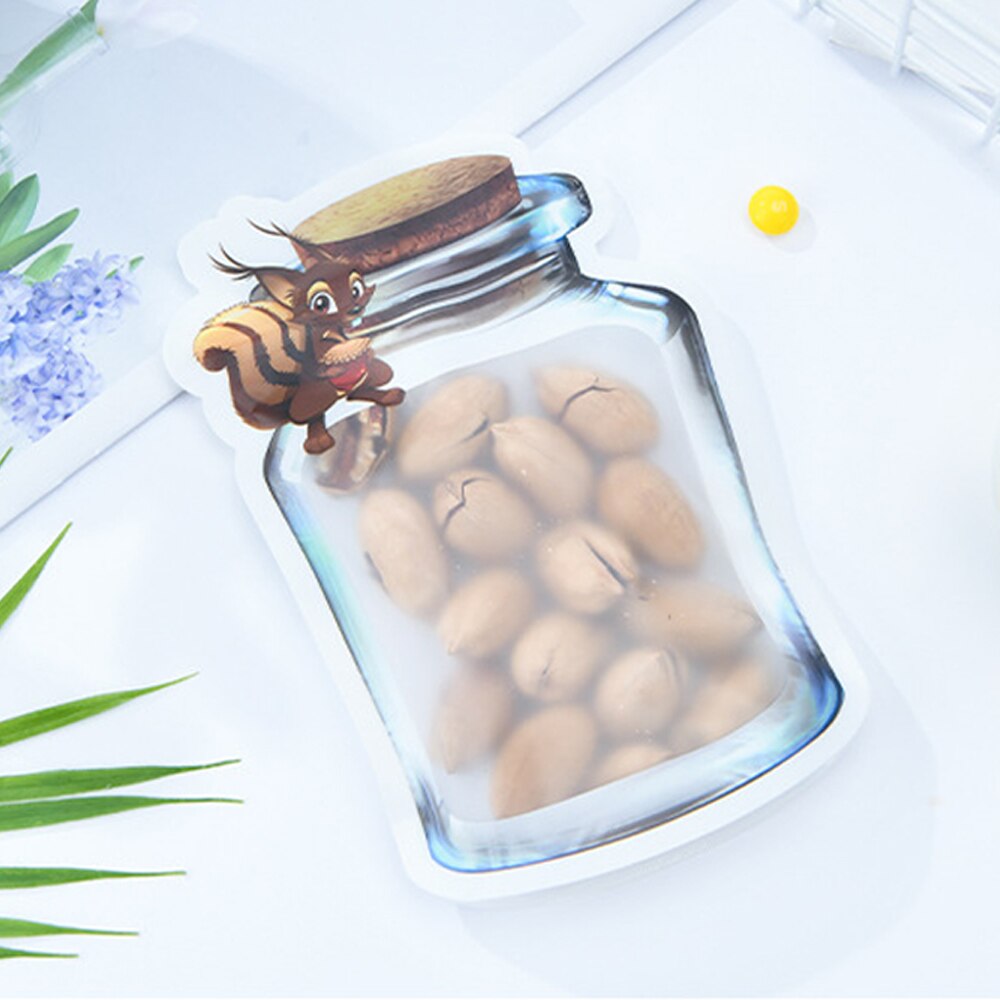 5PCs Reusable Mason Jar Bottles Bags Nuts Candy Cookies Snacks Bag Seal Fresh Food Storage Bag Snacks Zipper Kitchen Organizer