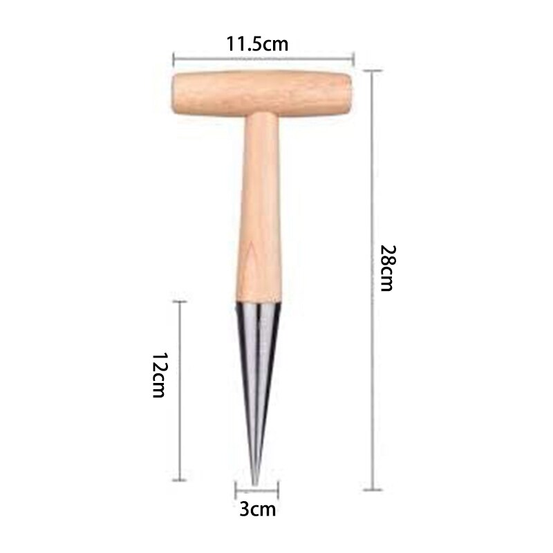 Stainless Steel Dibber for Planting Outdoor Loosen Accessory Plant Wood Handle Punch Hole Tools Garden Practical