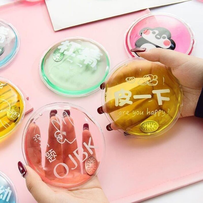 Calentador de manos de Gel reutilizable, calentador de manos de Gel con letra estampada divertida, calentador instantáneo al azar, 1 Uds.