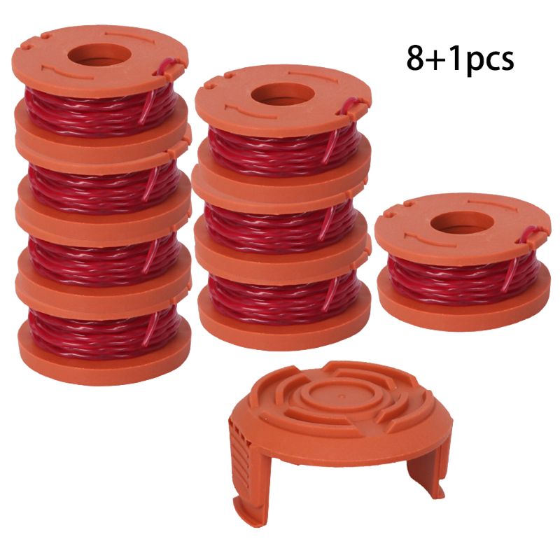 Line String Trimmer Vervanging Spool 3M String Trimmer Spool Lijn Voor Worx, 9 Pack (8 Pack Gras Trimmer Lijn, 1 Trimmer Cap)