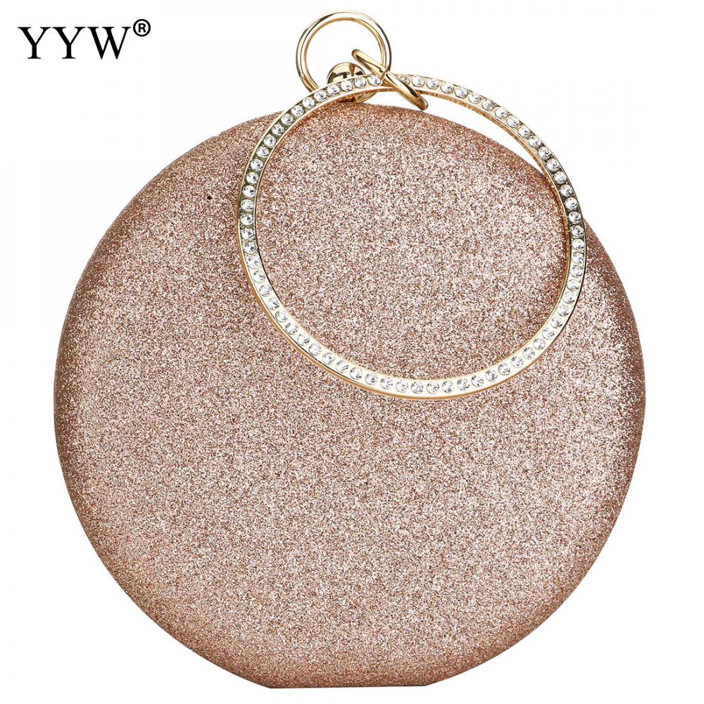 Vrouwen Wedding Evening Clutch Ronde Bag Portemonnees Handtassen Crossbody Party Schoudertassen Clutch Rose Gold Gillter Handtas: rose gold color