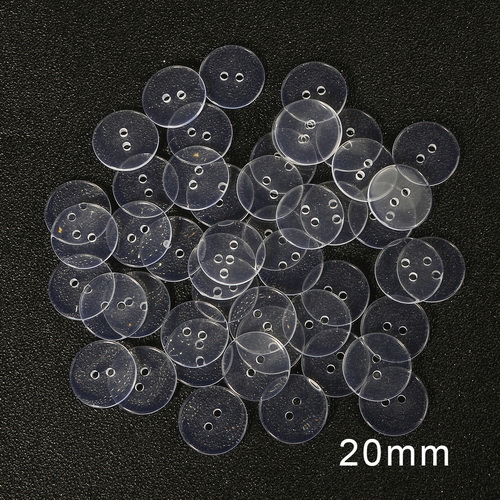 9-25mm plastic Resin Sewing Buttons Scrapbooking Round Lucency Two Holes Botones Bottoni Botoes Transparent Clear accessories: 20mm 50pcs