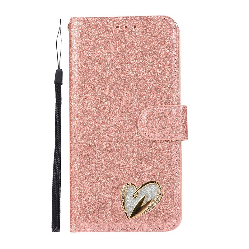 Love Jewell Case For Samsung Galaxy A50 A40 A70 A20E Glitter Bling Leather Flip Case For Samsung A 50 A30S 20E Phone Cover: For Samsung A70 / rose gold