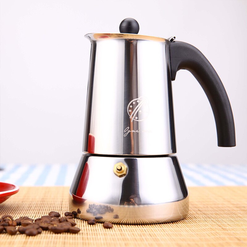 Cafetera Moka Olla Espresso Cafetera Herramienta de café Cafetera para hacer café гейзерная кофеварка 300ml / 450ml / 600ml cafetera italiana ollas de acero inoxidable cafetera expreso máquinas de café ✈