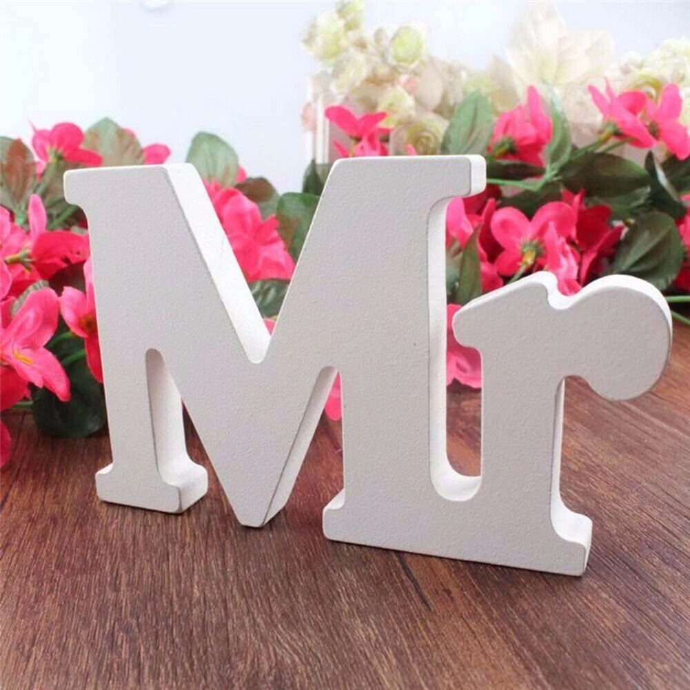 Hochzeit tisch dekorationen Herr & Frau Party dekorationen PVC holz kunststoff bord Briefe dekoriert romantische H99F