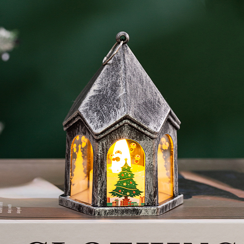 Christmas Tree Pendant Christmas Decoration Children's Luminous Retro Night Light Ornament Desktop Decoration Props: XL / Dark Khaki
