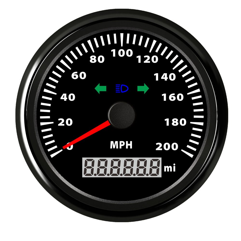 85mm Universal Speedometer Gauge 200km/h Speed Meter For Car Motorcycle Boat With Backlight 12V / 24V: 200 kmh Black
