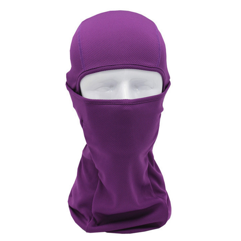 Pasamontañas de Lycra para ciclismo, máscara facial completa para el cuello, casco ultrafino para hombre: Purple