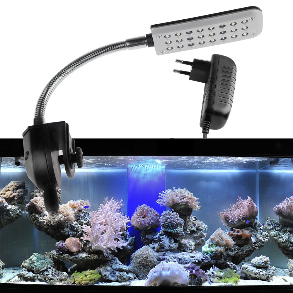 24 LED Aquarium Fisch Panzer hell Klemme Clip flexibel Weiß & Blau Beleuchtung Lampe EU EU/AU/uns/UK Stecker: EU