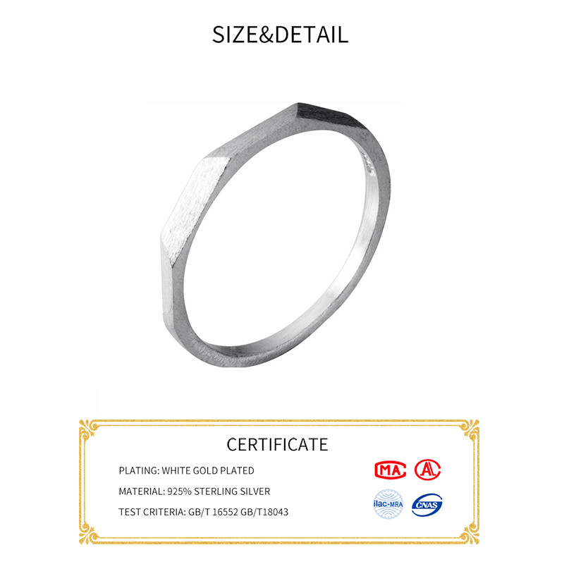 INZATT Plata de Ley 925 auténtica anillo de apertura geométrica para mujeres, , delicado de , joyería minimalista, accesorios