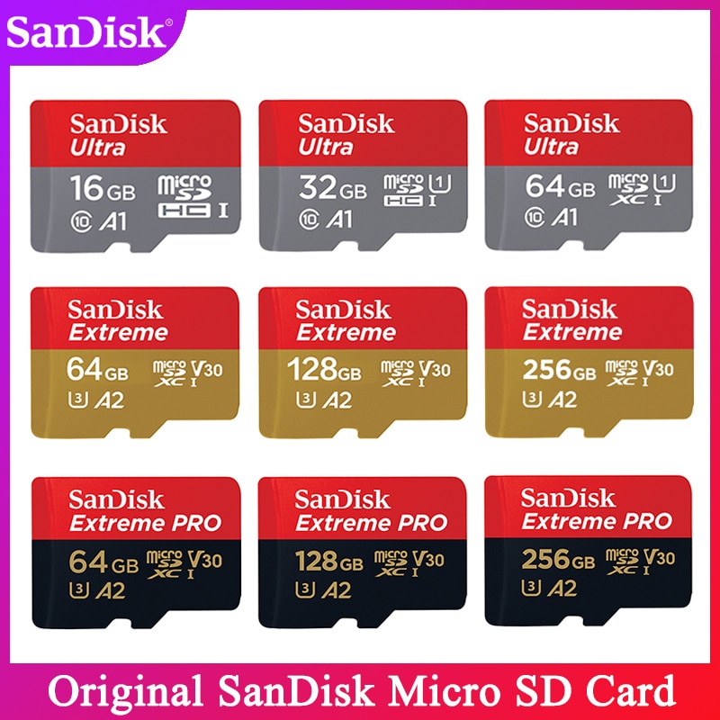 SanDisk tarjeta Micro SD 512G 400GB A1 tarjeta de memoria MicroSDHC 256g 128G 64G 32G 16GB MicroSDXC EXTREME PRO V30 U3 A2 4K UHD tarjetas TF