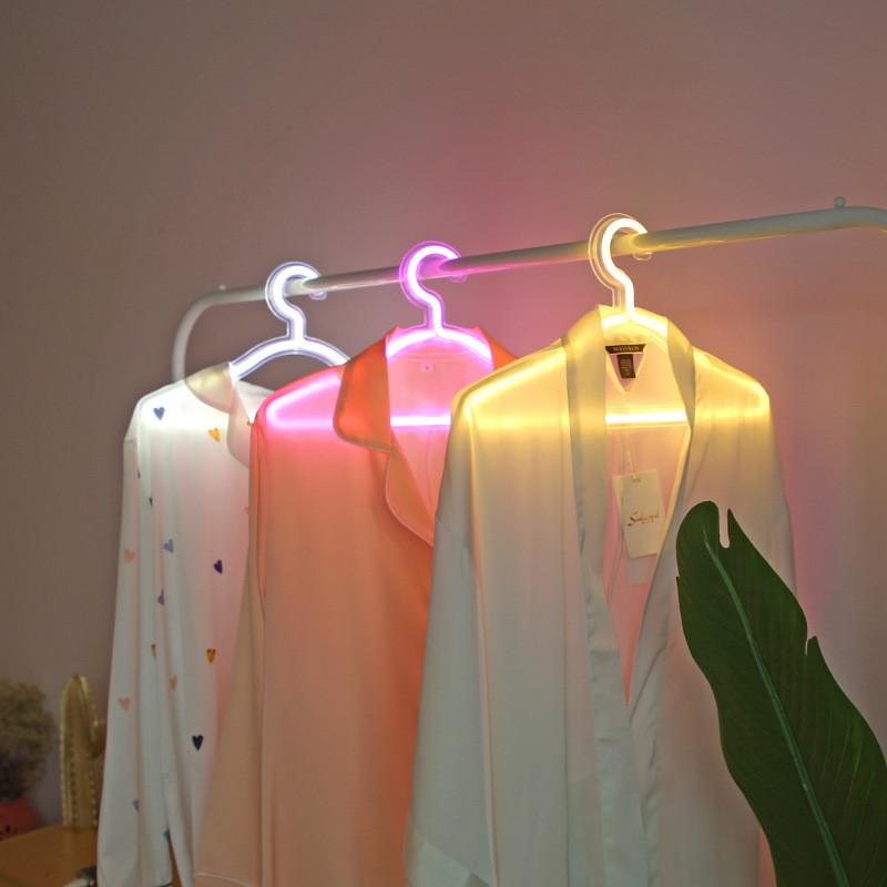 Cintre Led néon pour vêtements, lampe Ins, support décoratif pour robe de mariée romantique
