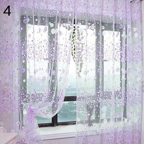 Pastorale Bloemen Voile Sheer Tulle Venster Interieur Gordijn Volant Deur Scheidingswand Drape Decoratie Gordijnen