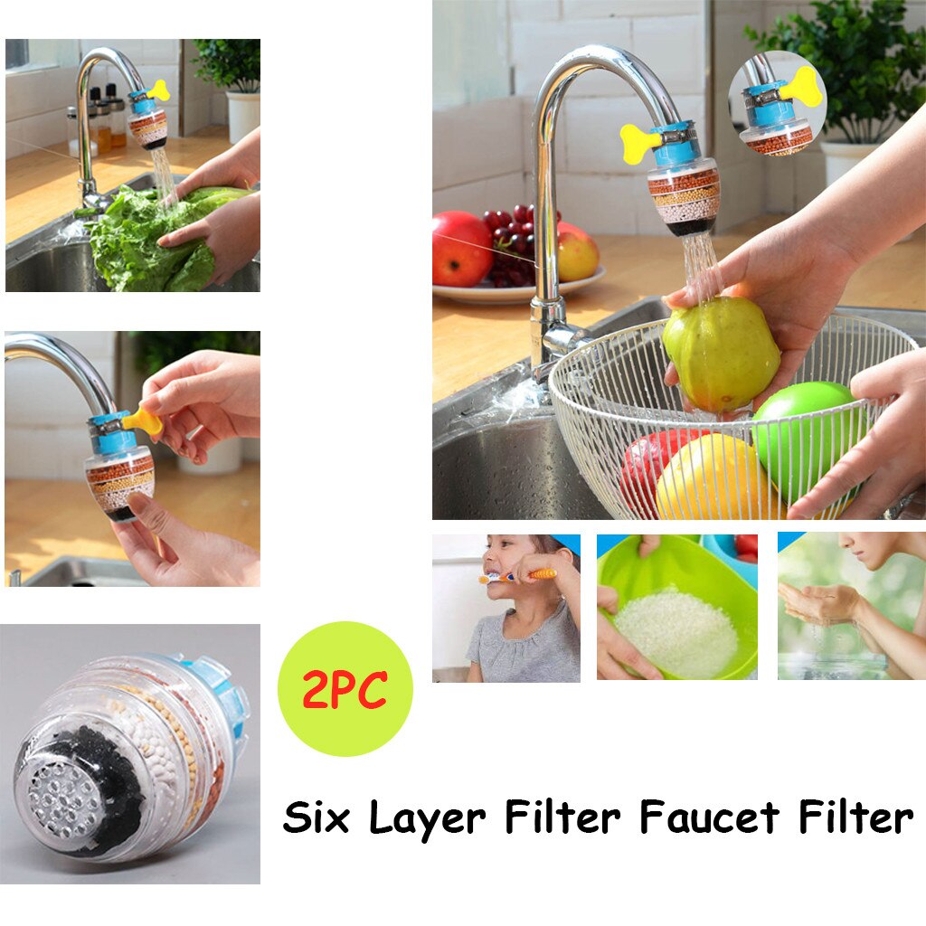 2 Pc Huishouden Keuken 6-Layer Filter Kraan Filter Kraan Waterzuiveraar Water Filter Interface Kraan Filter Cartridges #25