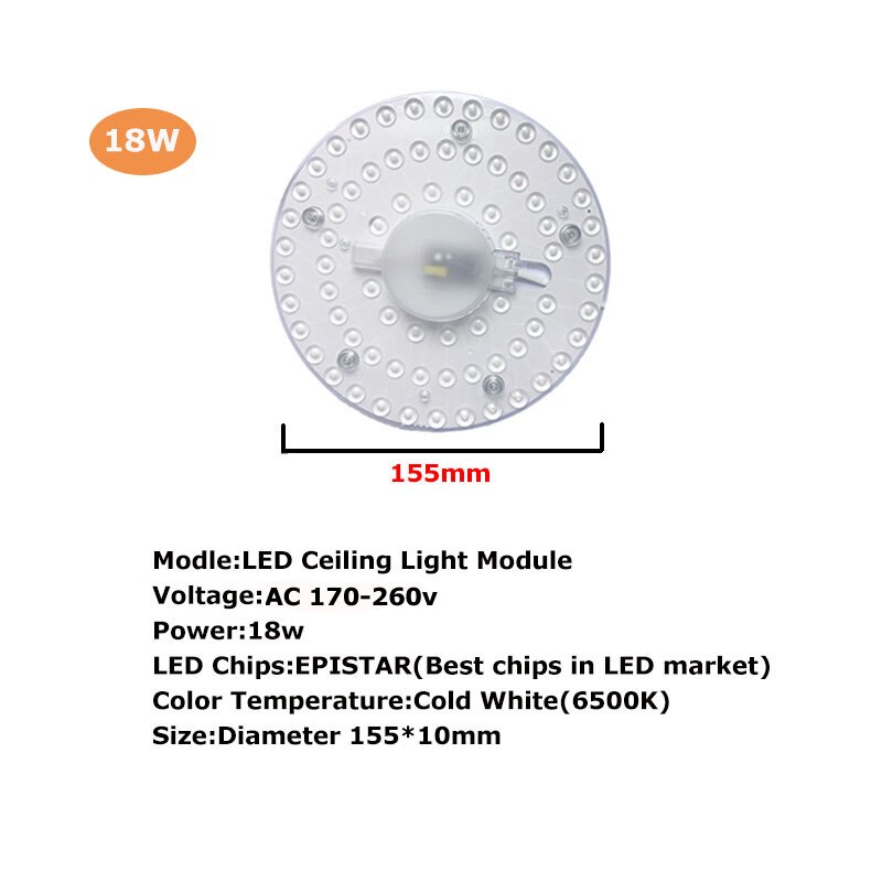 Led Module Licht AC220V 230V 240V 12W 18W 24W 36W Energiebesparende Vervangen Plafond lamp Lichtbron Handig Installatie: LED Module light 18W