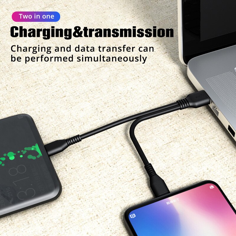 Fonken 2 In 1 Usb Naar Micro Usb Type C Kabel Usb Charger Splitter Kabel Voor 2 Usb C Mobiele telefoon Opladen Twee Apparaat Opladen Cord