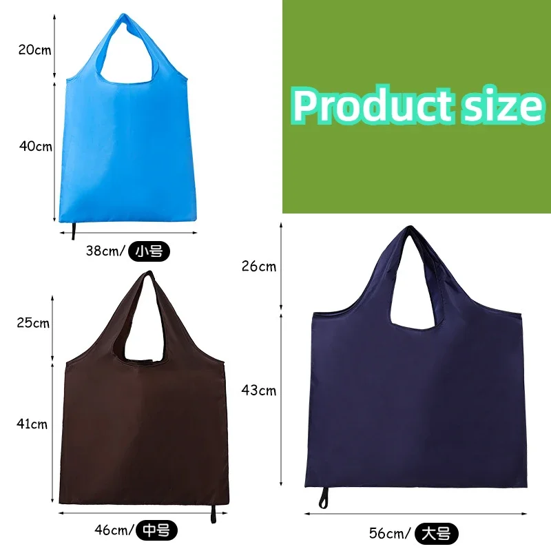 Foldable Shopping Bag Reusable Travel Grocery Bag Eco-Friendly One Shoulder Handbag for Travel Solid Color Supermarket Tote Bags