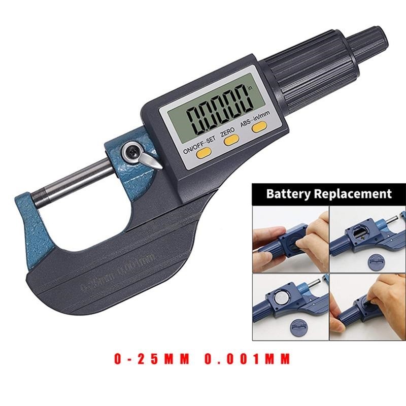 Digital Electronic Micrometer 0.001mm Outside Extra Large LCD Screen Data Hold Auto Search Woodworking Measuring Gauging Tools