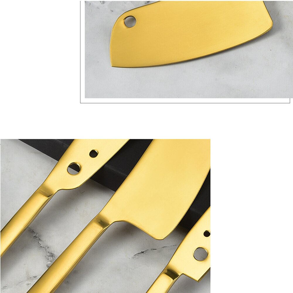 Stainless Steel Cheese Knife Set Gold Color 3pcs/set Cheese Cut Kitchen Cheese Tool