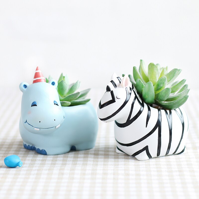 1pc dyreharpiks sukkulent plantepotte dekorativ desktop urtepotte mini bonsai planter hjem haveindretning bjørn zebra giraf
