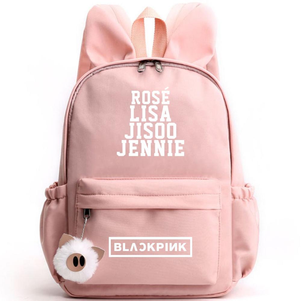 BLACKPINKs Schoolbag Backpack with Rabbit Ear BLINK Shoulder Bag JISOO JENNIE LISA ROSÉ Backpack HOW YOU LIKE THAT Travel Bag: 10