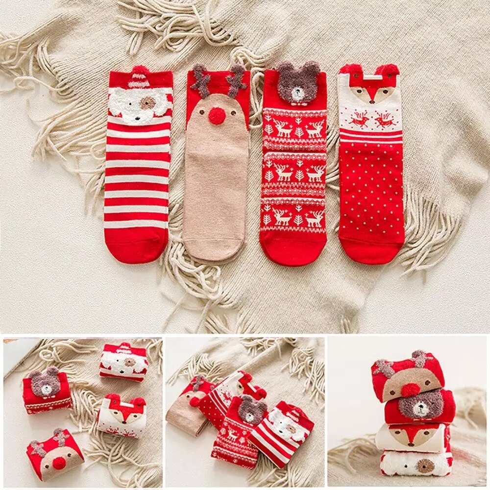 2 Pairs Kerst Sokken Winter Warm Gelukkig Nieuwjaar Kerst Decor Voor Thuis Vrolijk Kerstfeest Ornament Xmas